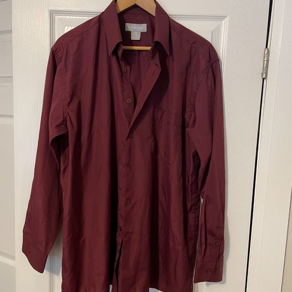 MEN - BENCHI -  button down shirt - burgundy color - size large - Picture 6 of 6